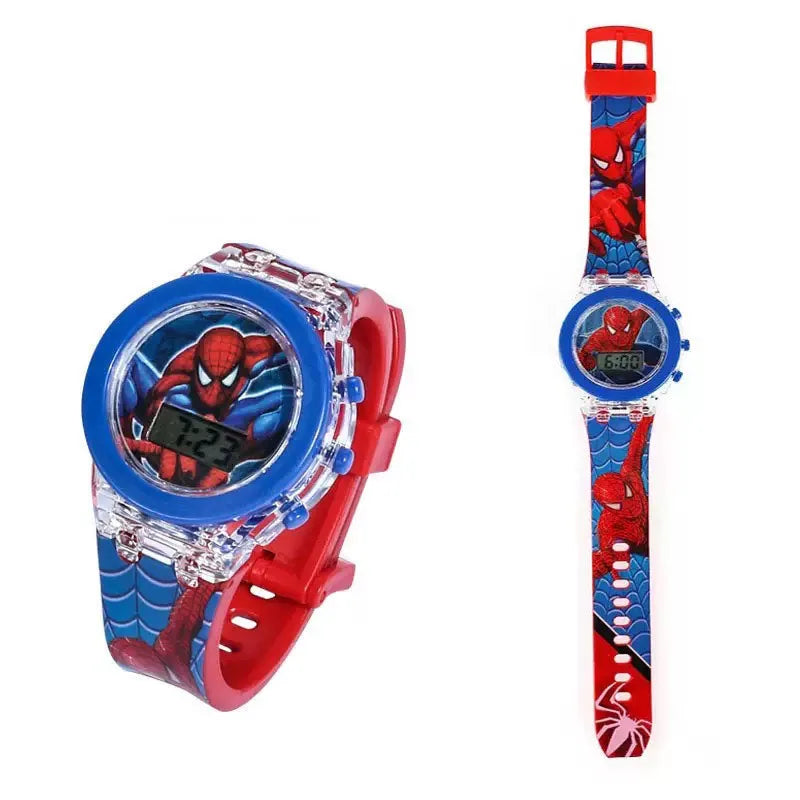 Flash Light Spiderman Kids Watches For Boys Cartoon shark  Children Watch Girls Student Digital Clock Gifts Toy