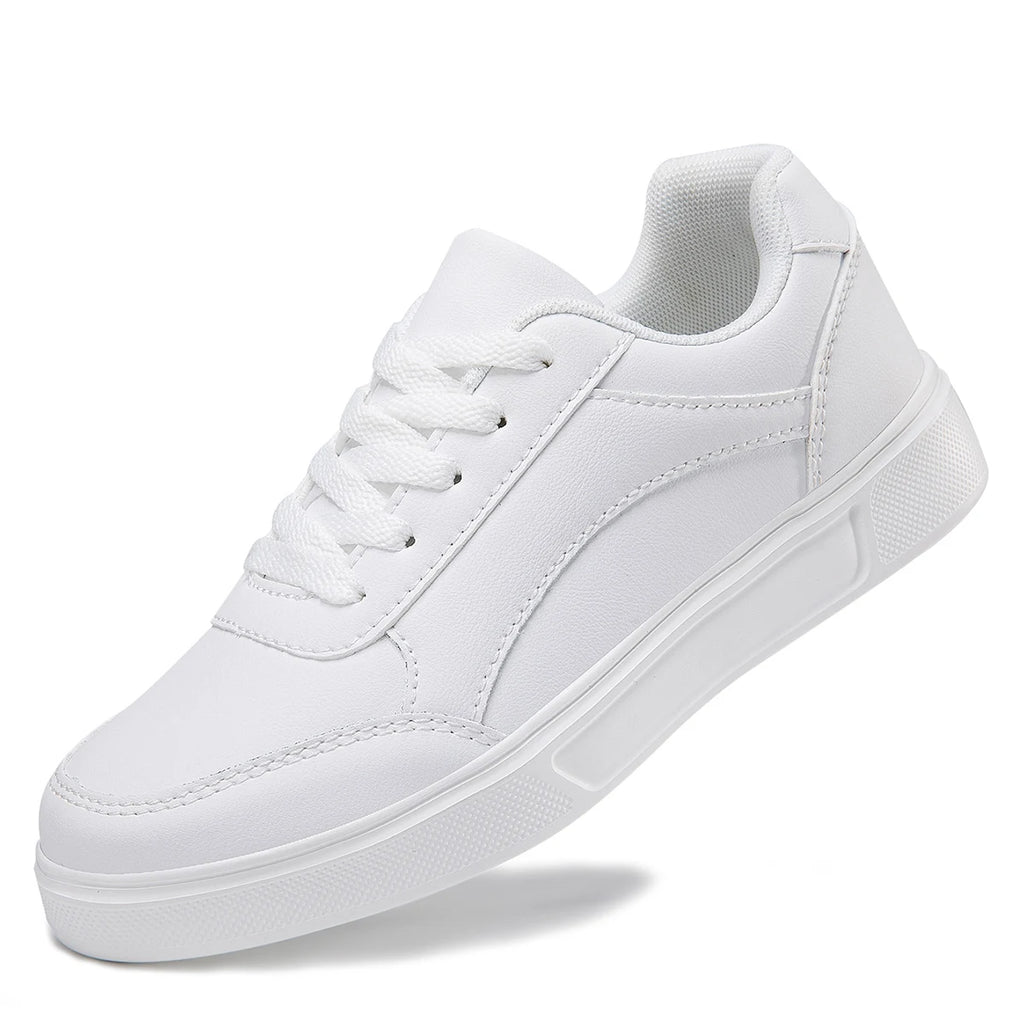 Baasploa Women Casual Sneakers Leather Platform Sneakers for Women Classics Comfort Skateboarding Shoes Non-Slip