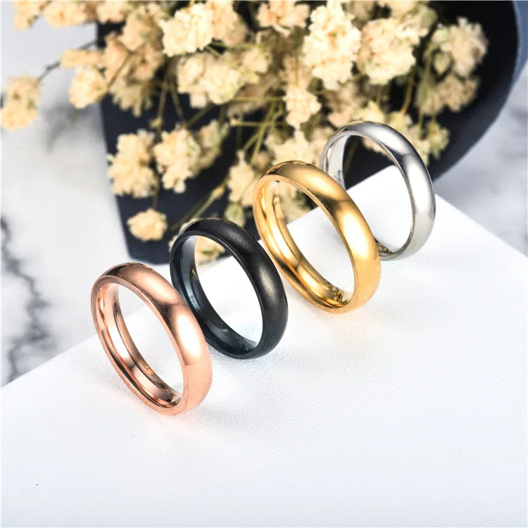 Simple 6mm Titanium Ring Women Men Prevent Allergy
