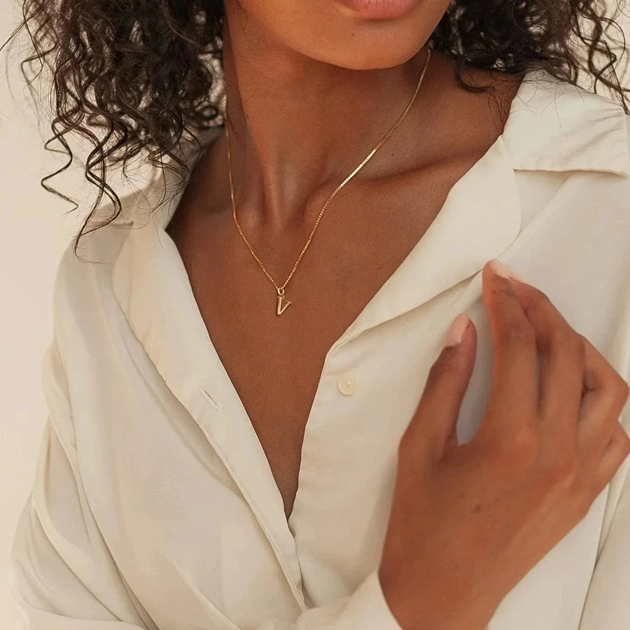 A-Z Initial Necklace for Women18K Gold Plated Necklace Cute Letter Stainless Steel .