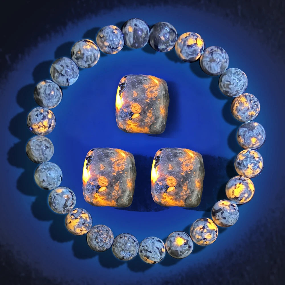 2/4pcs Natural Flame Stone Bracelet with Natural Raw Stone