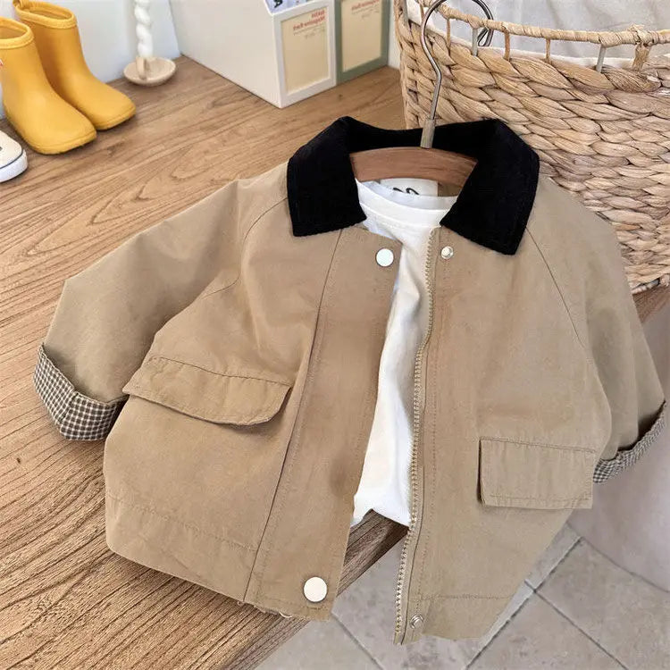 Kids Windbreaker New 2025 Spring Autumn Fashion Korean Casual Baggy Simple Style