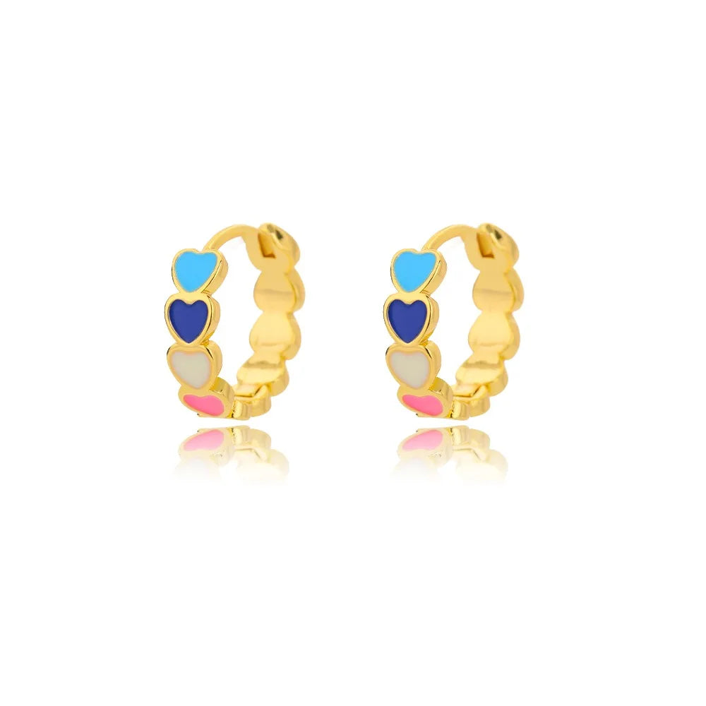Hollow Zircon Heart Earrings For Women Stainless Steel Gold Color.
