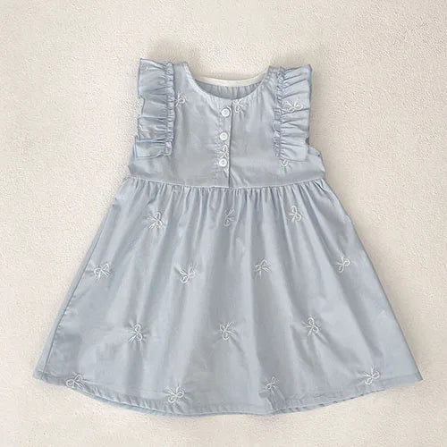 2025 New Summer Sister Clothing 1-6Yrs Kids Princess Dresses Short Sleeved Cotton Print Baby Girl Birthday Party Wedding Dress