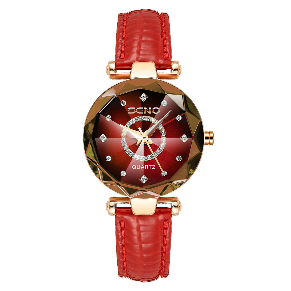 SENO Ocean Star Women Crystal Watch 2025 Top Brand Luxury Rose Gold Women Bracelet Watch For Ladies Wrist Watch Relogio Feminino
