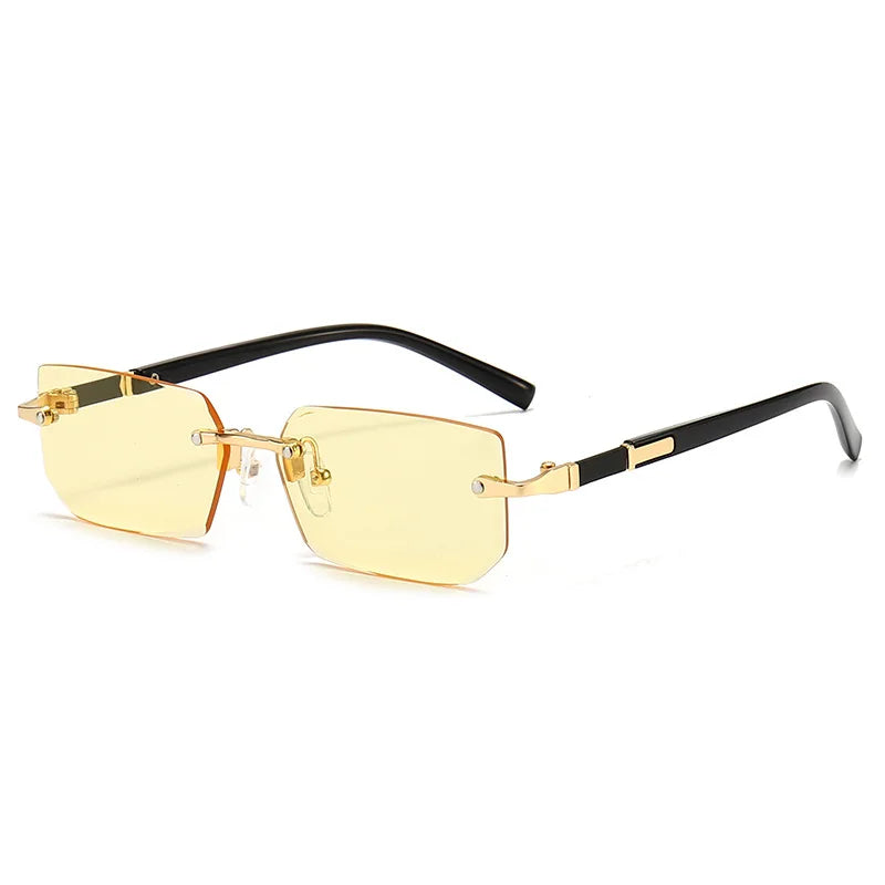 Rimless Sunglasses Rectangle Fashion Popular Women Men