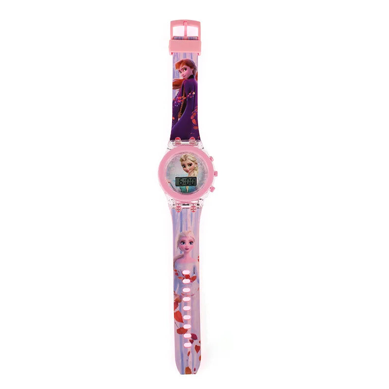 Cartoon unicorn Children Watches for kids Collection Digital Electronic Flash Glow Up Light Colourful mickey mouse Girls Clock