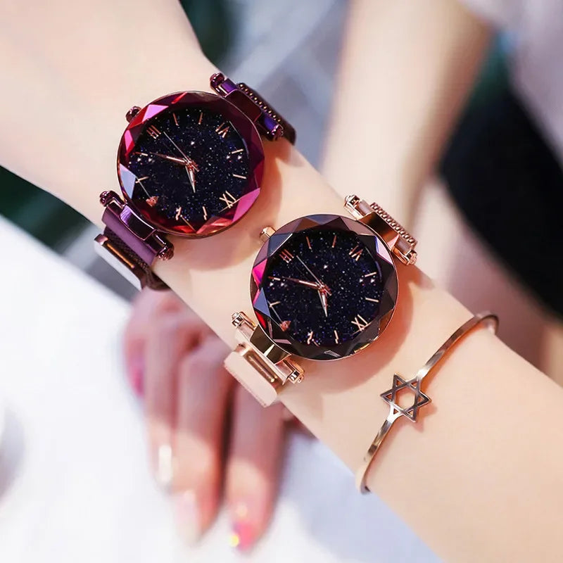 2026 New Fashion Starry Sky Women Watches Magnet Buckle Mesh Belt Diamond Quartz Watch Women Dress Clock