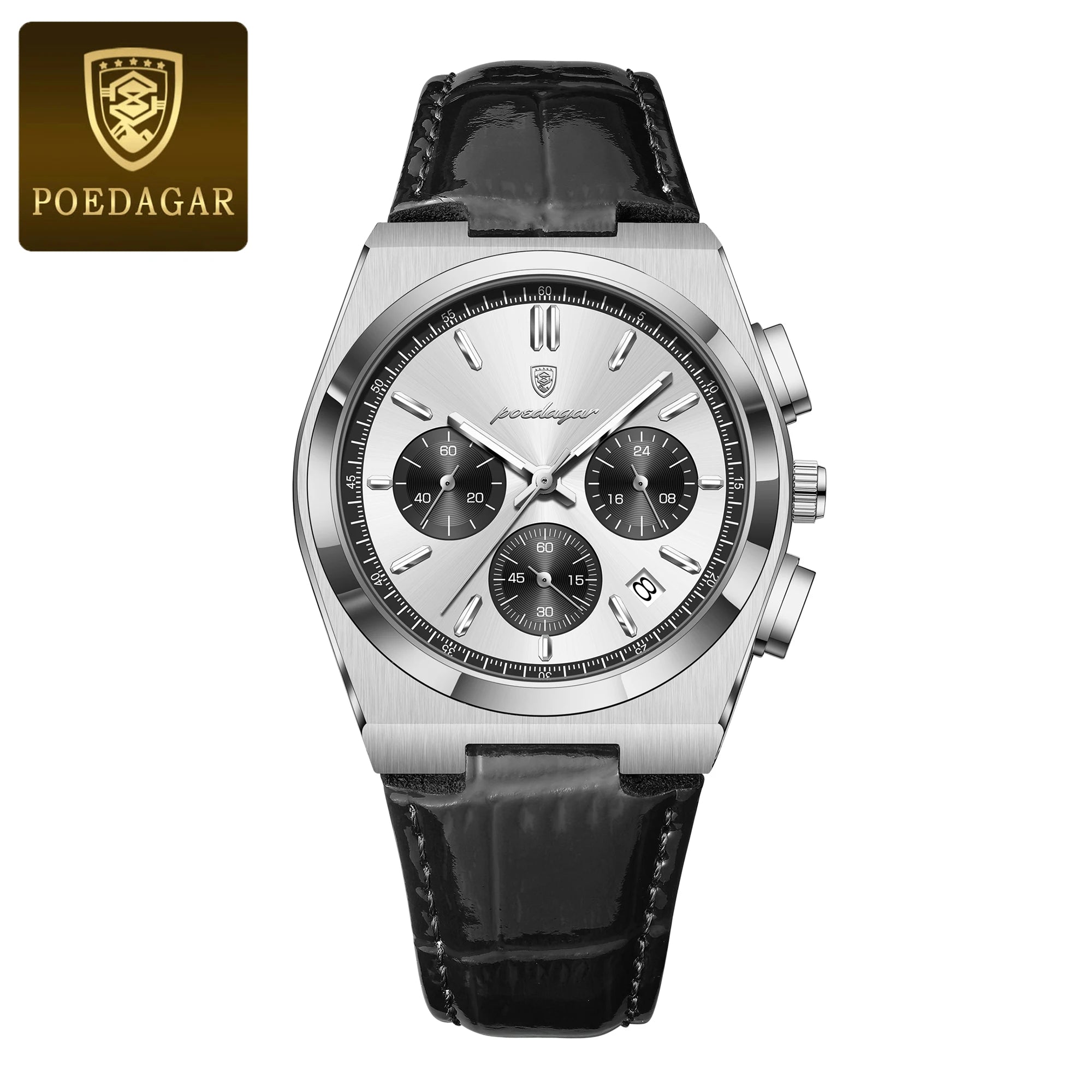 POEDAGAR Top Fashion Male Watch Waterproof Luminous Chronograph Date Quartz Men Wristwatch Leather Luxury Military Men's Watches