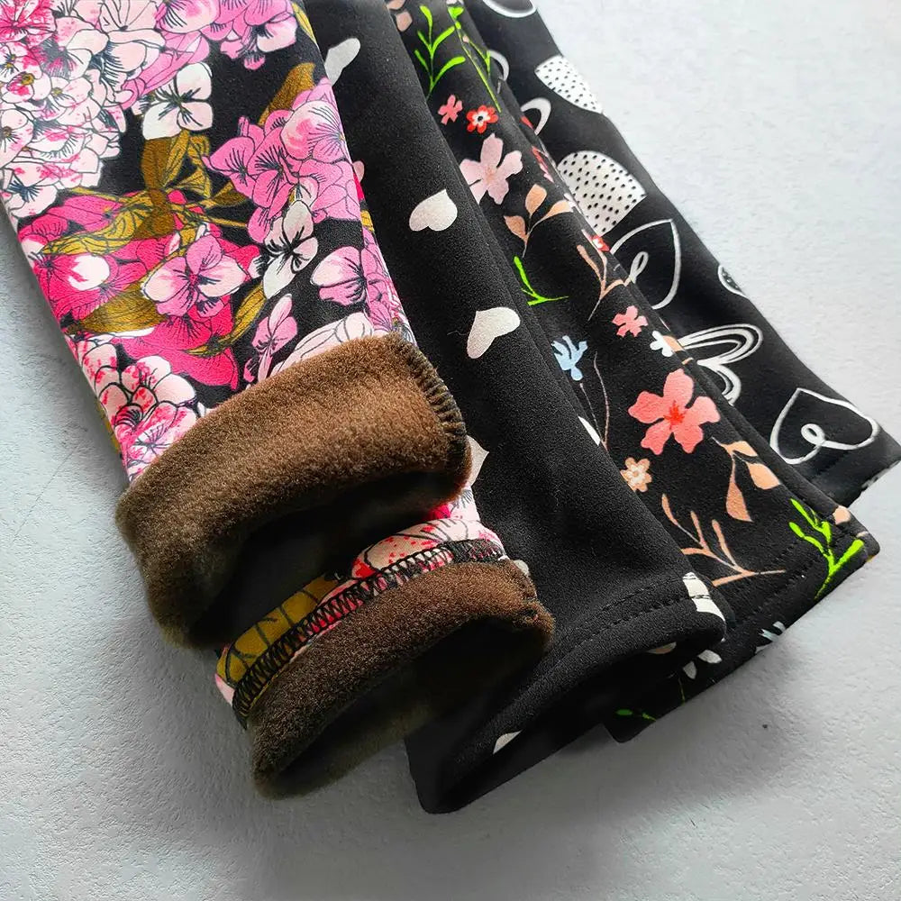 Autumn Winter Print Flowers Thick Warm Kids Toddler Baby Girls Leggings Children's Pants