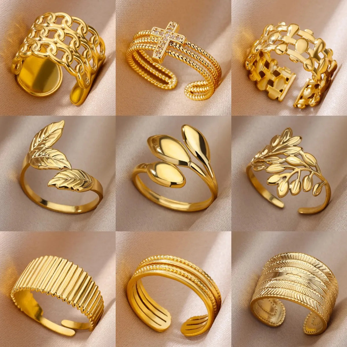 316L Stainless Steel Rings for Women Gold Color