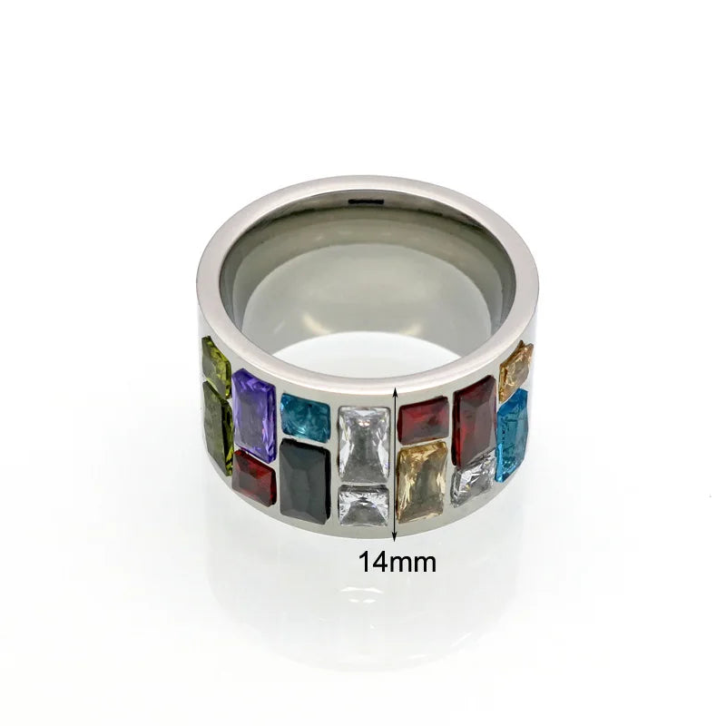 Multicolor Crystal For Women Anel 316L Stainless Steel Wedding Rings Female Rainbow Color Stone Anillo Fashion Jewelry