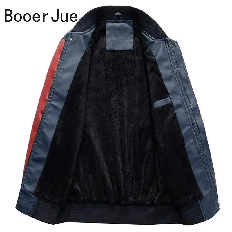 Bomber Jacket Men Baseball Motorcycle Embroidered Leather Pu Coats Slim Fit College Fleece Luxury Pilot Jackets Top Winter Coat
