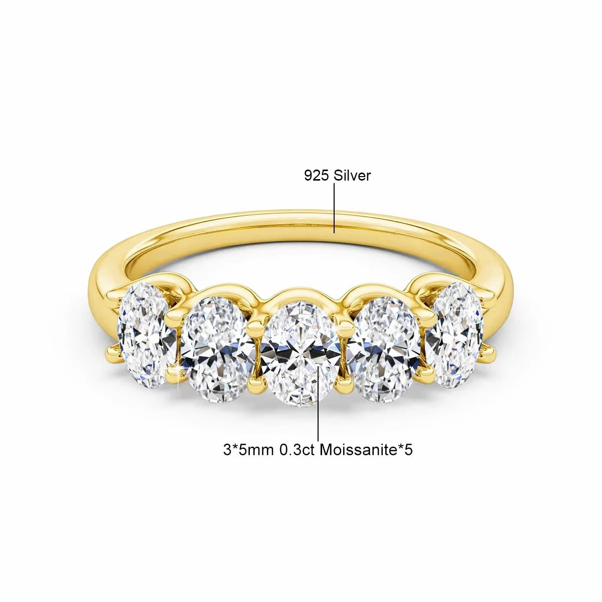 14K Gold Oval Spark Ring