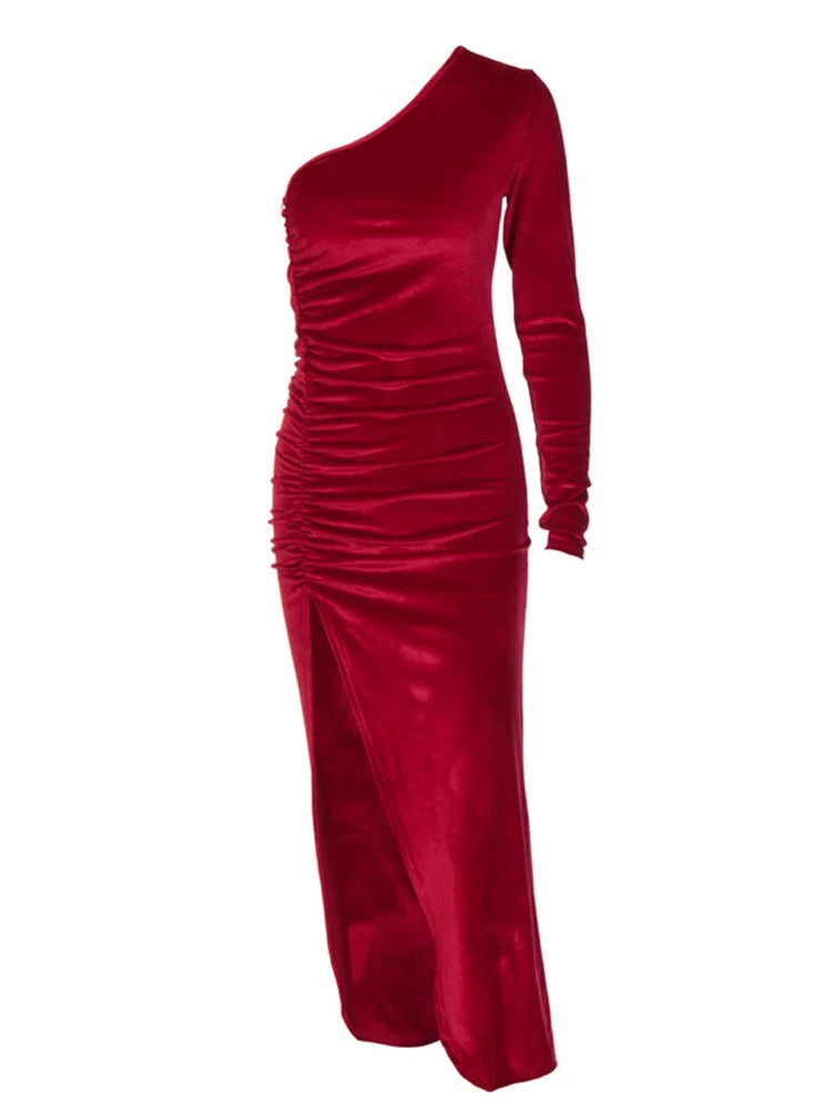Elara Velvet Dress Women Elegant Long Sleeve