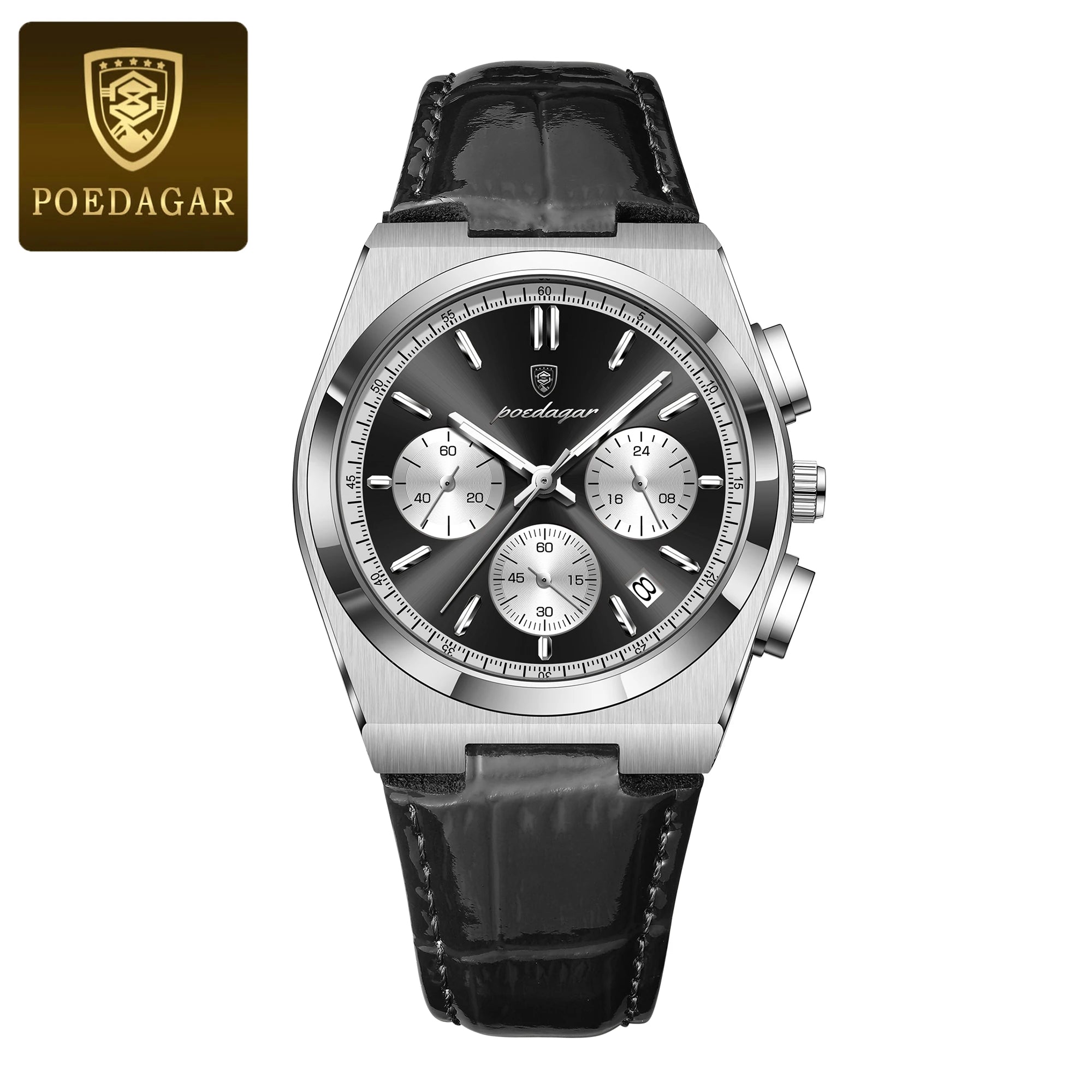 POEDAGAR Top Fashion Male Watch Waterproof Luminous Chronograph Date Quartz Men Wristwatch Leather Luxury Military Men's Watches