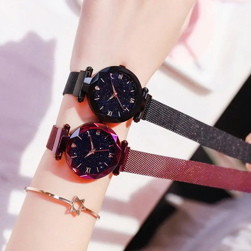 2026 New Fashion Starry Sky Women Watches Magnet Buckle Mesh Belt Diamond Quartz Watch Women Dress Clock