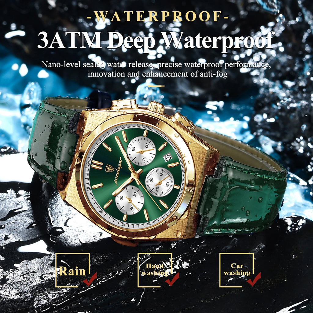 POEDAGAR Top Fashion Male Watch Waterproof Luminous Chronograph Date Quartz Men Wristwatch Leather Luxury Military Men's Watches