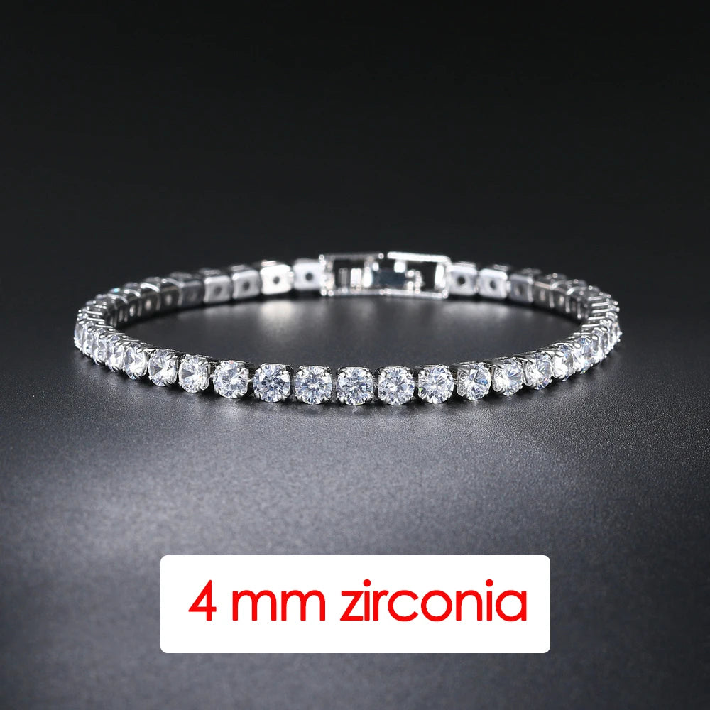 Hiphop Tennis Bracelet Homme Iced Out 3/4/5mm Cubic Zirconia Mens Crystal Chain