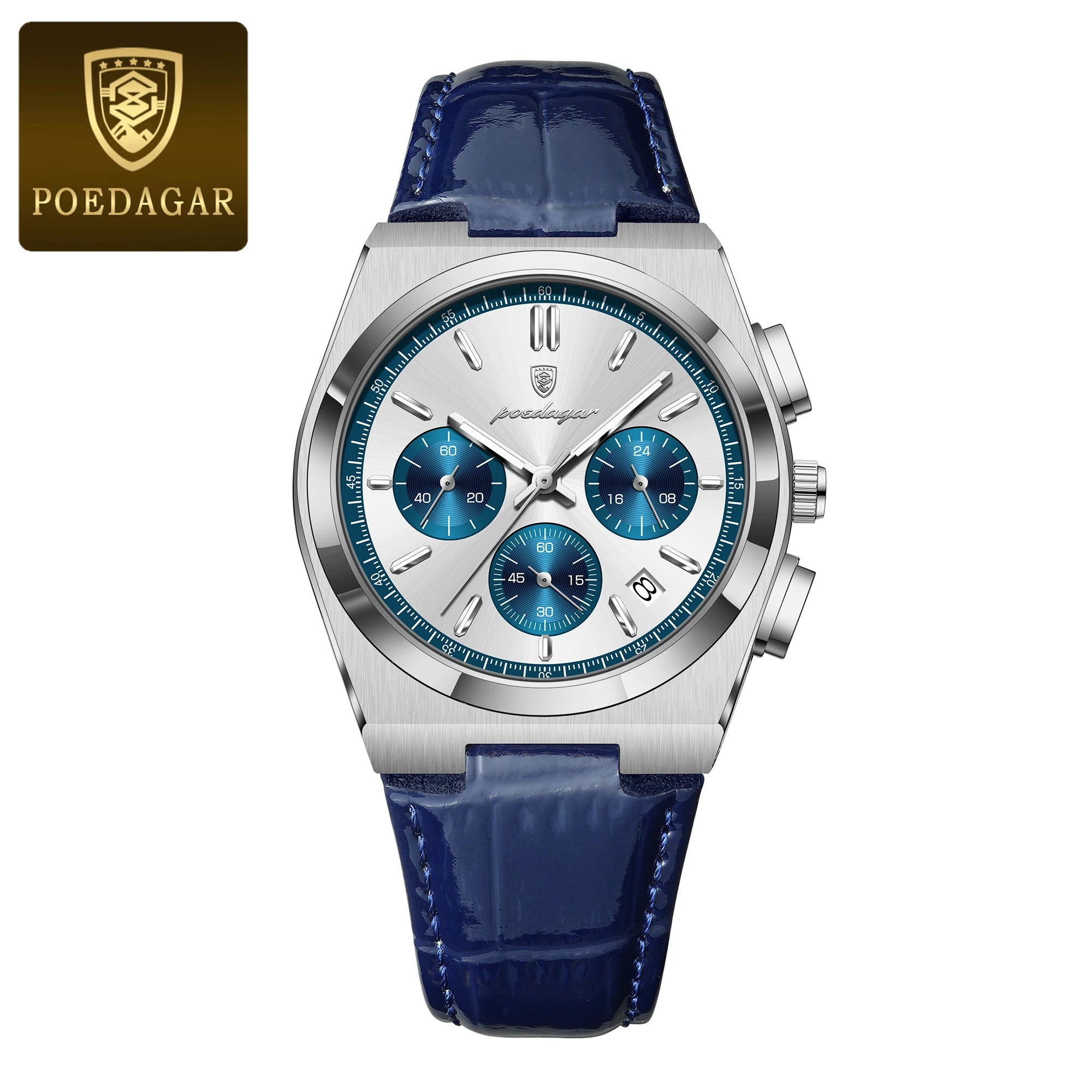 POEDAGAR Top Fashion Male Watch Waterproof Luminous Chronograph Date Quartz Men Wristwatch Leather Luxury Military Men's Watches