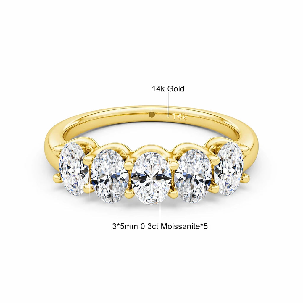14K Gold Oval Spark Ring