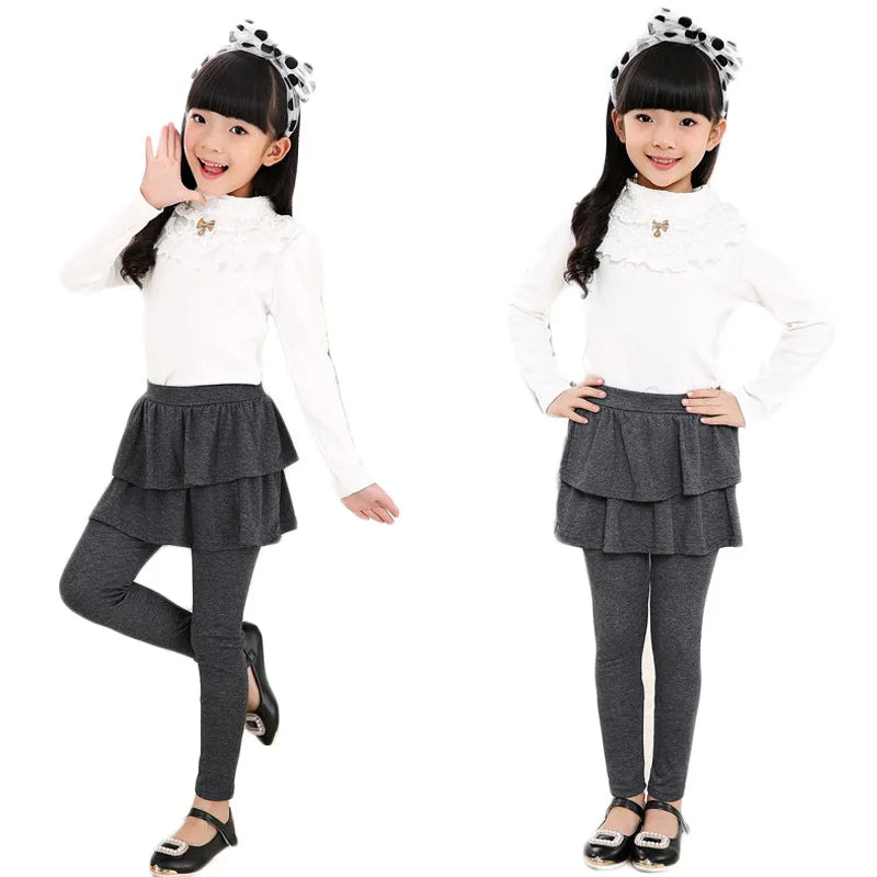 Kids Leggings for Toddler Baby Girls Pants Spring Autumn Fake Two Skirt-Pants Children Trousers Cotton Legging 2-10 Y