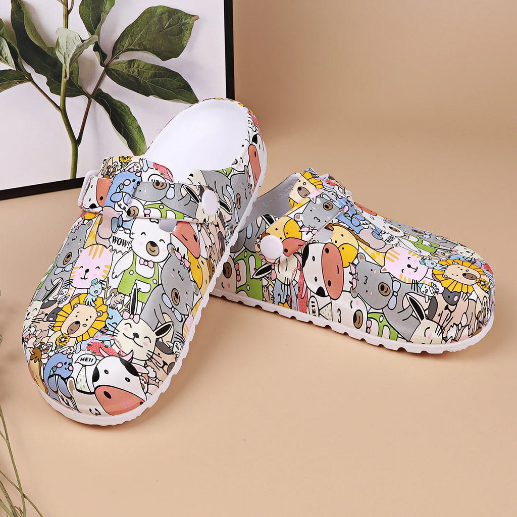Women's Animal Print Soft Sole Clogs, Comfortable EVA Upper and Cushioned Sole, Lightweight and Breathable, Four Seasons Casual