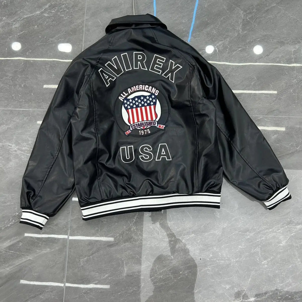 Hip hop american functional style letter embroidered leather jacket loose couple short winter jacket men y2k men clothing
