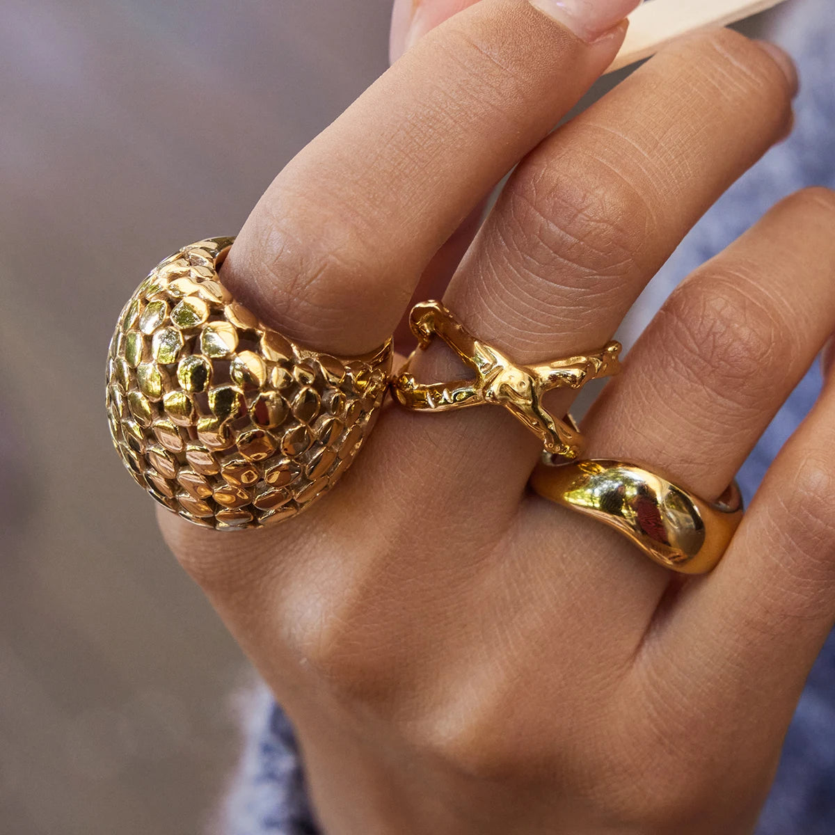 Golden Muse Ring
 Designer 18K Gold Color Plated