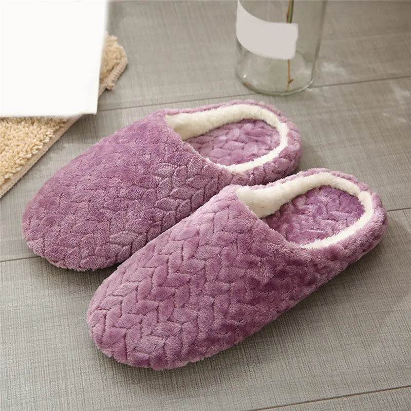 Women Winter Home Fur Slippers Cartoon Cat Non-Slip Soft Warm House Indoor Bedroom