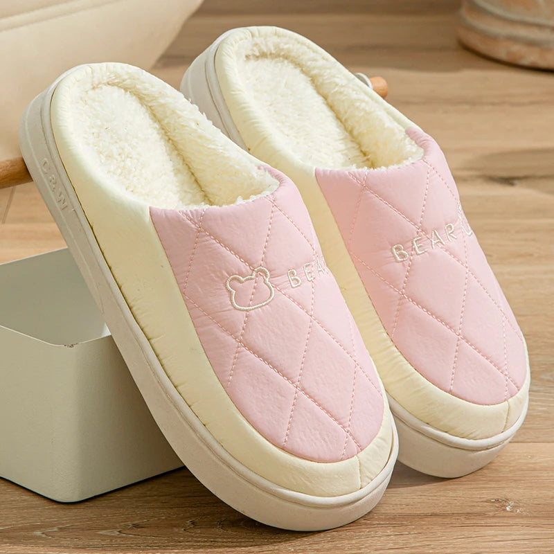 Women's Men's Thick Soft Bottom Home Slippers Household Plush Slippers Anti-slip Thermal Slippers Indoor Winter Couples Shoes