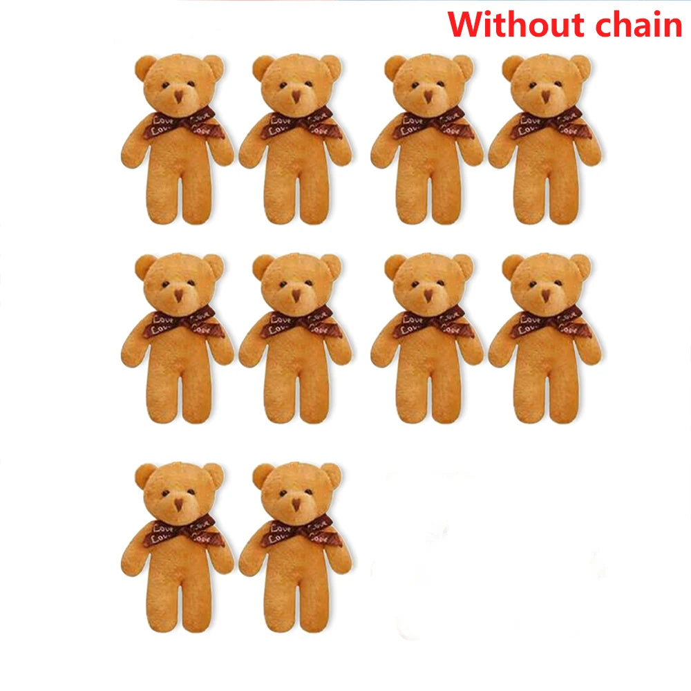 10pcs/Pack 12CM Couple Bear Flower Bouquet Dolls Mini Foam Teddy Bears Plush DIY Valentines Flower Gifts Packaging Accessor part