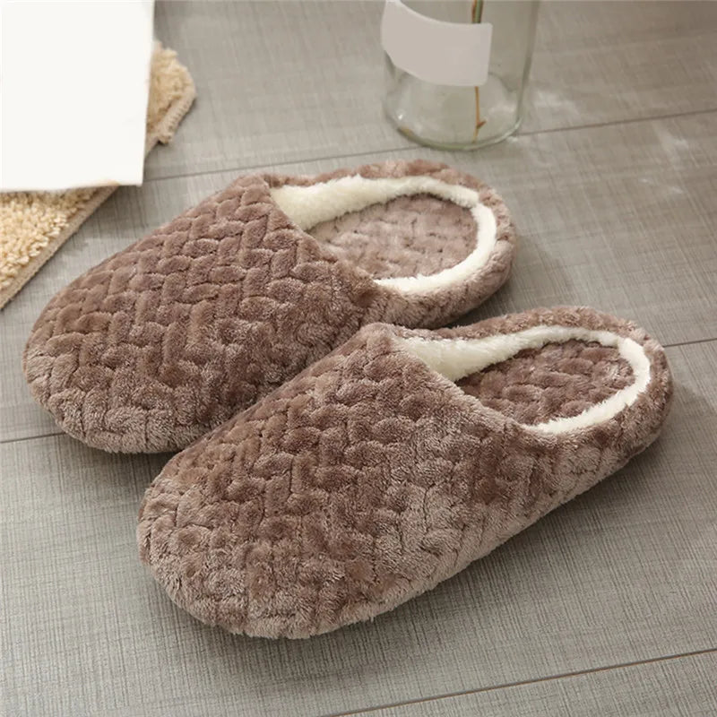 Women Winter Home Fur Slippers Cartoon Cat Non-Slip Soft Warm House Indoor Bedroom