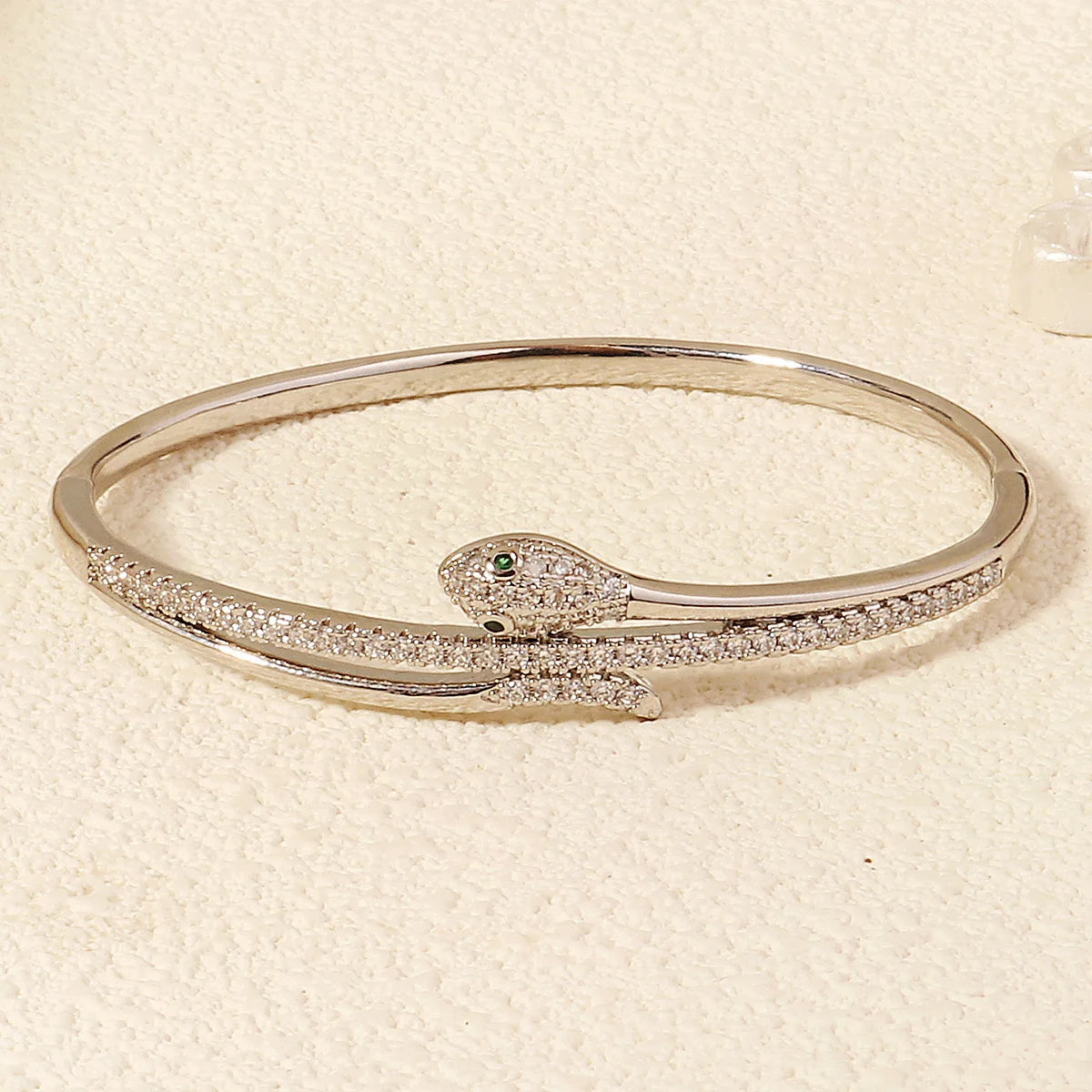Miallo Trendy Copper Zircon Snake Bracelet 18K Gold Plated Crystal Animal Open Bangle Fashion Wedding Party Jewelry Accessories