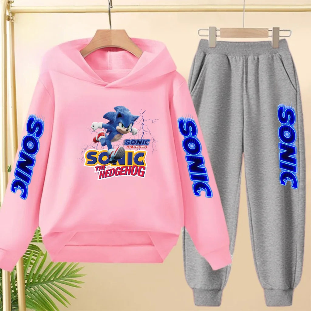 Kids 3-12Yrs Autumn Hoodie Anime Products Clothing Sports Pullover Sweatshirt+Pants Two-Piece Set Boys Girls Toddler Leisure Set
