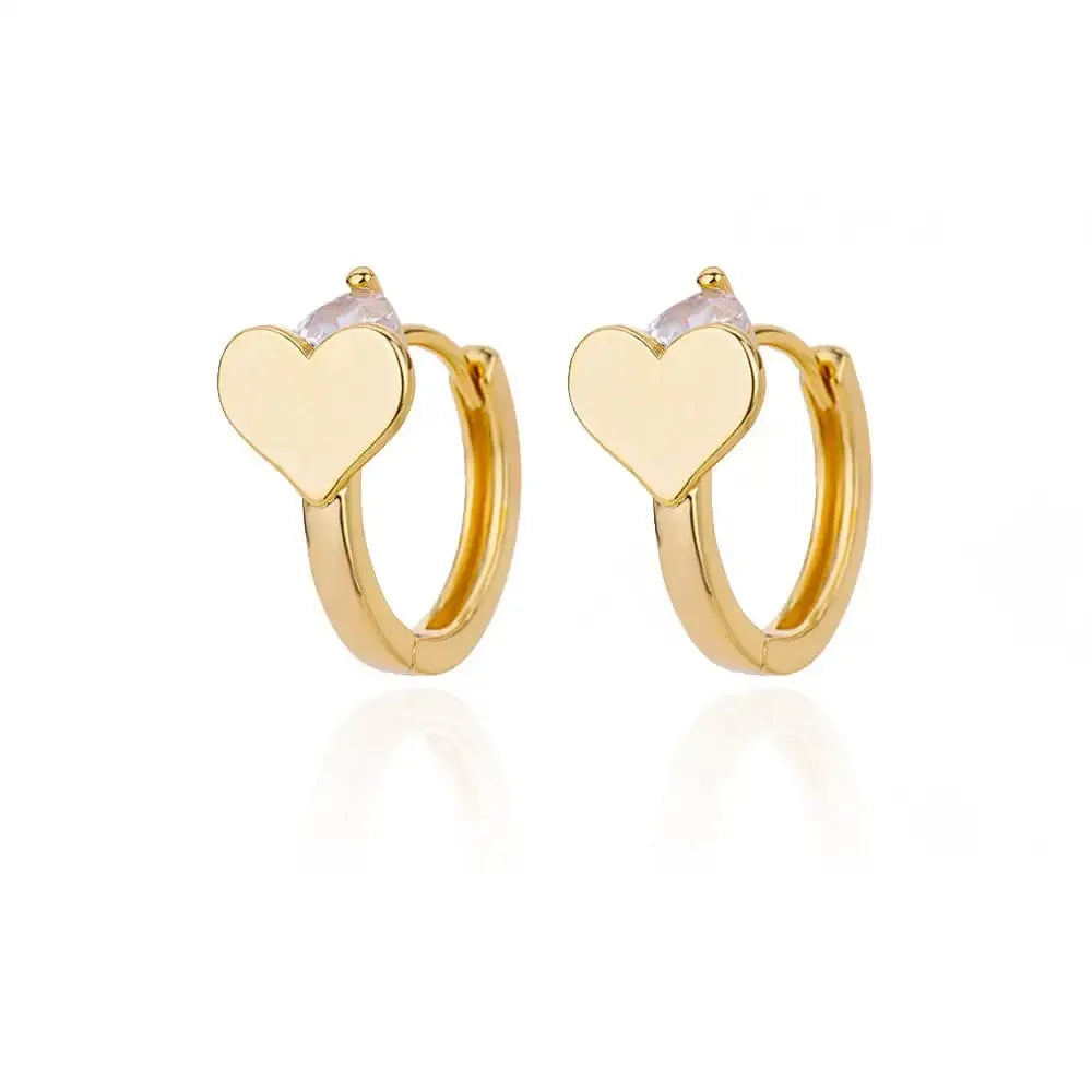 Hollow Zircon Heart Earrings For Women Stainless Steel Gold Color.