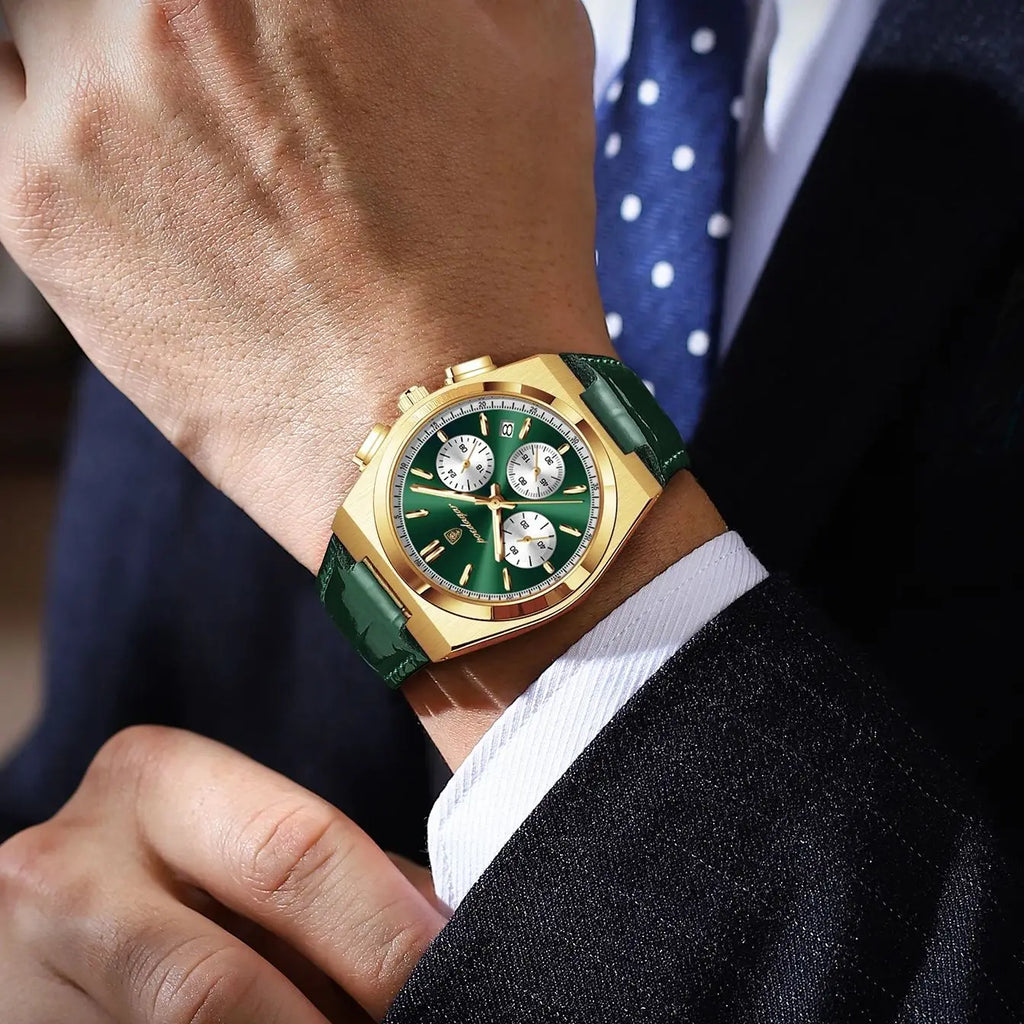 POEDAGAR Top Fashion Male Watch Waterproof Luminous Chronograph Date Quartz Men Wristwatch Leather Luxury Military Men's Watches