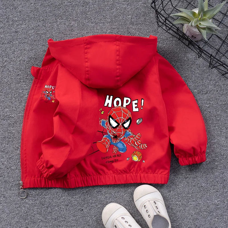 Boys' Casual Cardigans, Children's Jackets, Spider Man Hooded Tops, Windbreakers, Clothing Jackets