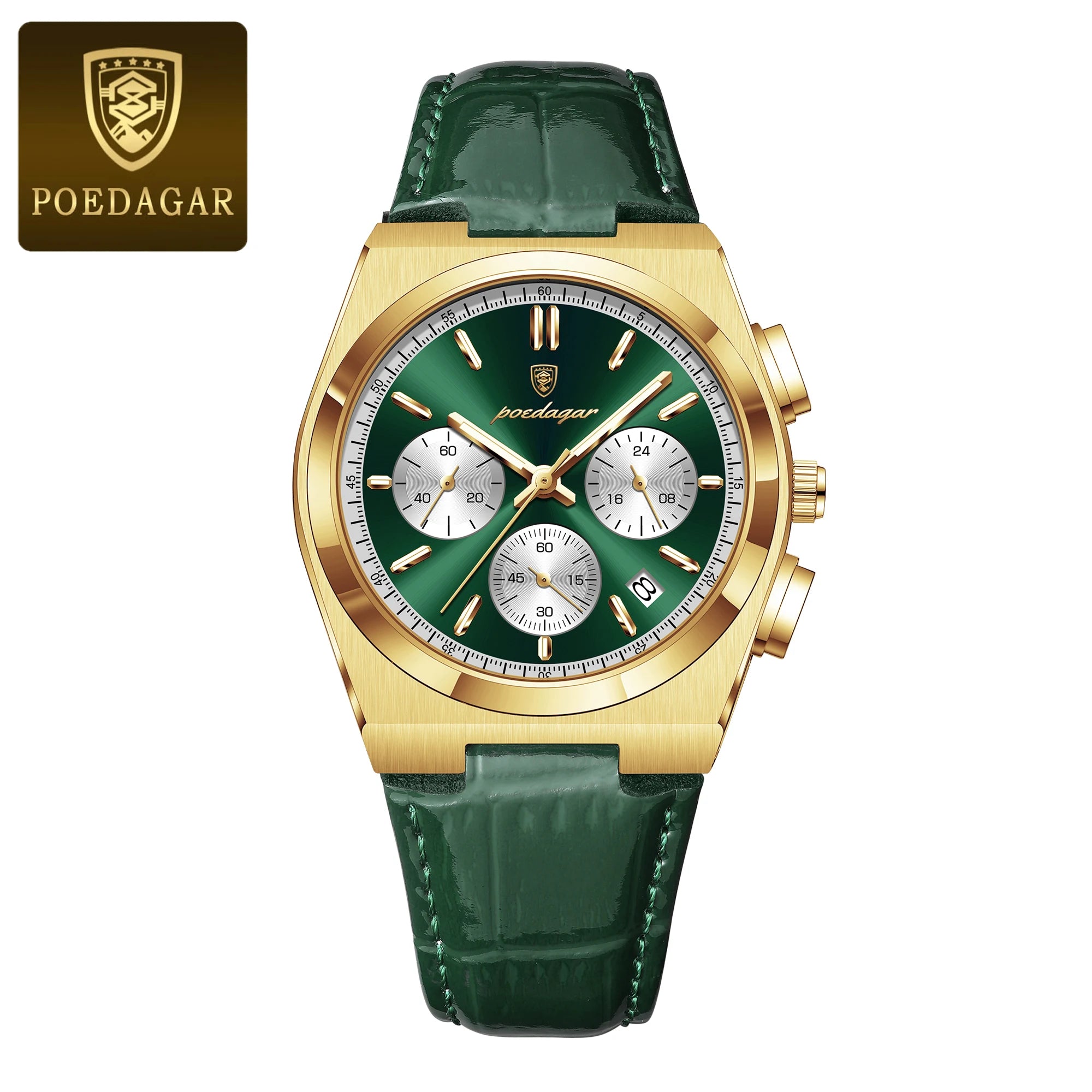 POEDAGAR Top Fashion Male Watch Waterproof Luminous Chronograph Date Quartz Men Wristwatch Leather Luxury Military Men's Watches