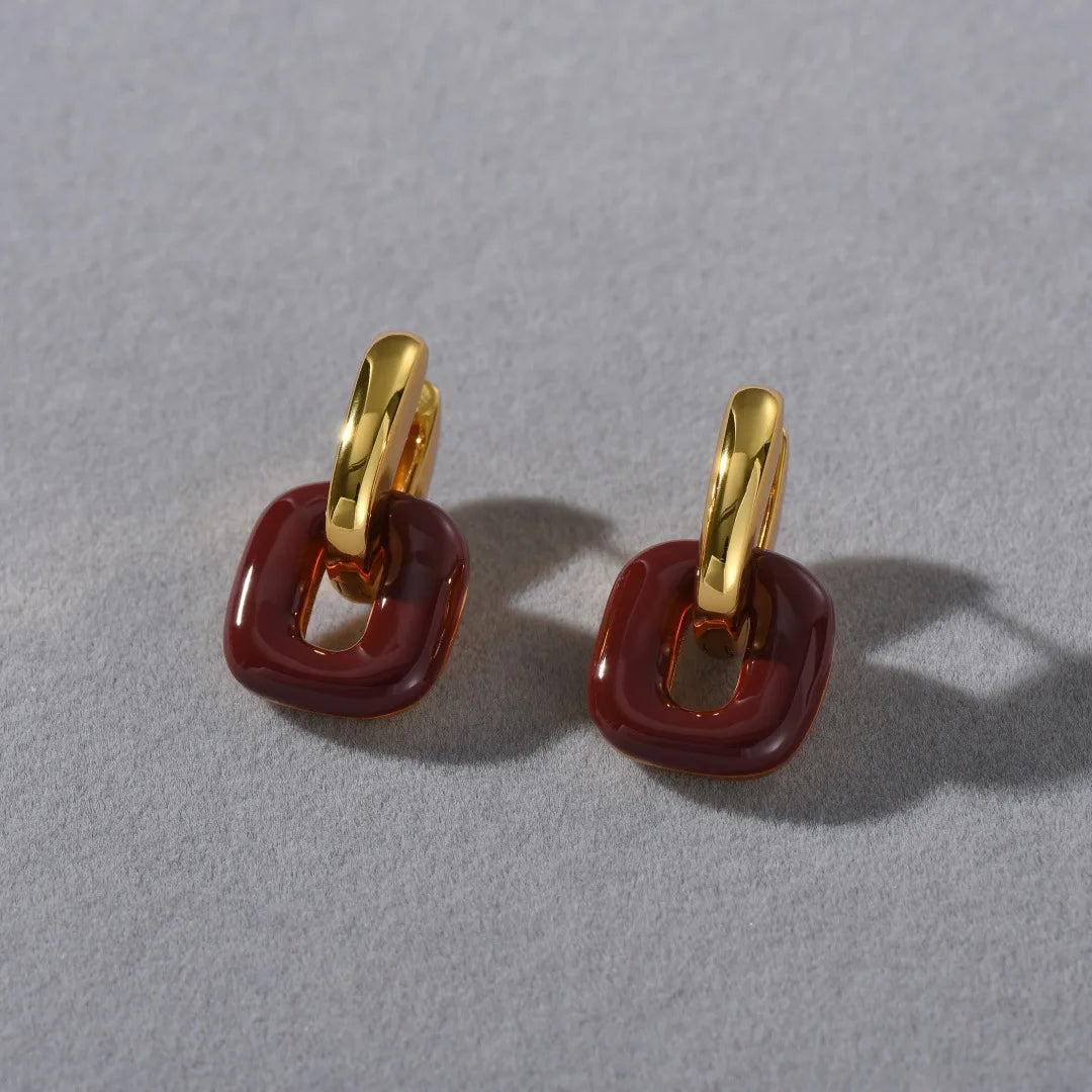 2025 Fashion Geometric Red White Earrings Woman Unique Design Comfortable Lightweight Jewelry