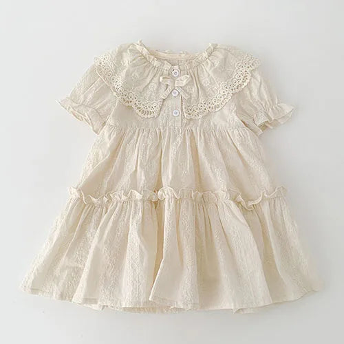 2025 New Summer Sister Clothing 1-6Yrs Kids Princess Dresses Short Sleeved Cotton Print Baby Girl Birthday Party Wedding Dress
