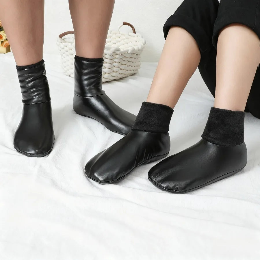 1 Pair of Medium Tube Thick Warm Socks for Men and Women, High Tube Indoor Leather Socks, Waterproof Floor Socks