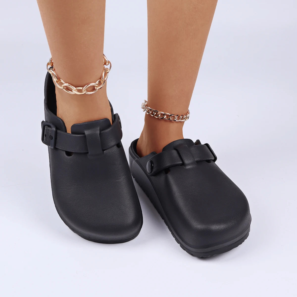 House slippers Adjustable Buckle EVA Women's Slippers Lightweight Closed Toe Indoor Slides Soft Sole Platform Sandals