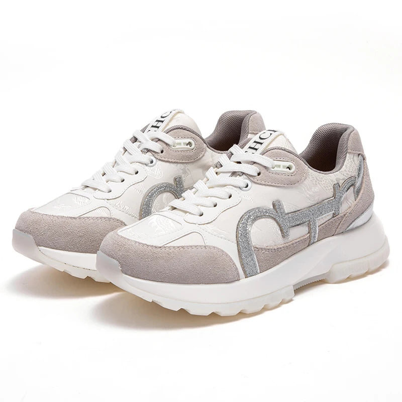 CHCH Women Tennis Shoes New Leather Splicing Student Sports Shoes