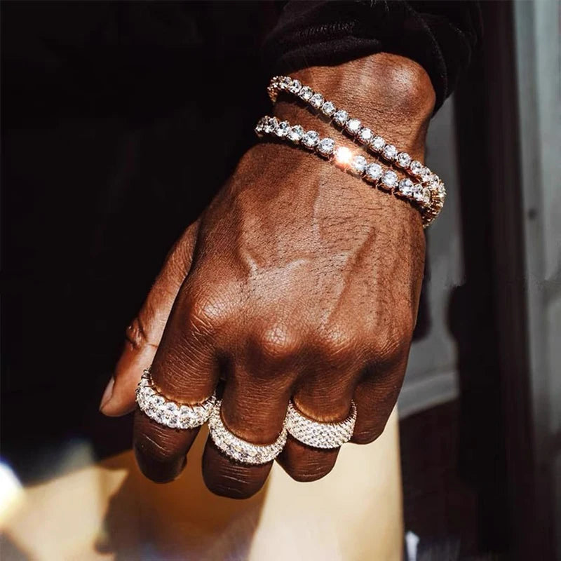 Hiphop Tennis Bracelet Homme Iced Out 3/4/5mm Cubic Zirconia Mens Crystal Chain
