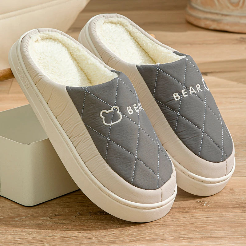 Women's Men's Thick Soft Bottom Home Slippers Household Plush Slippers Anti-slip Thermal Slippers Indoor Winter Couples Shoes