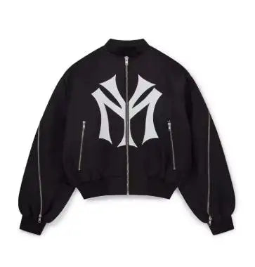 American style multi zipper design cross-border men's and women's loose letter embroidery pattern fashionable hoodie
