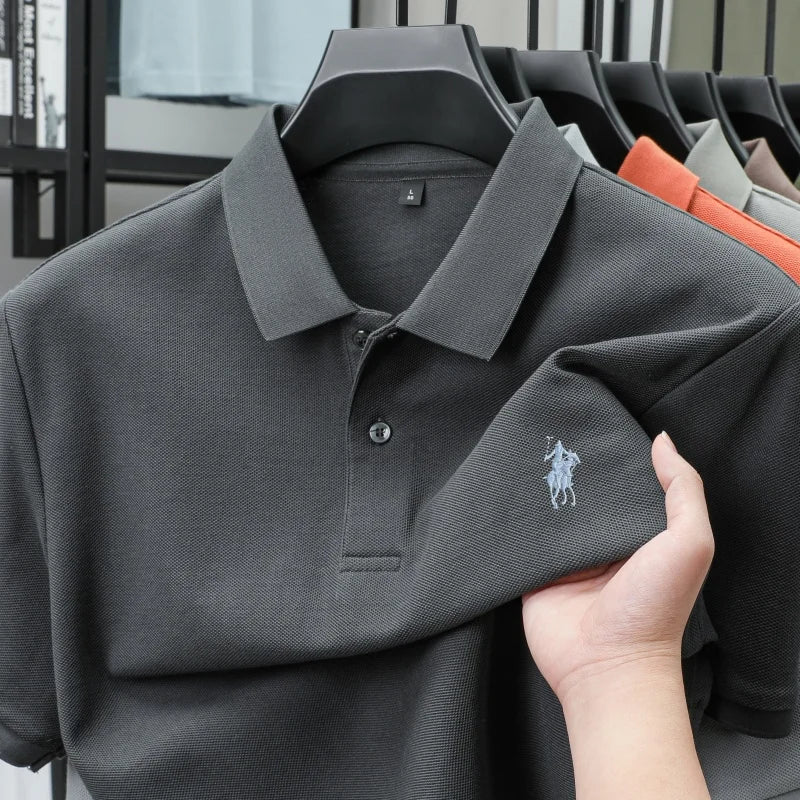 100% pure cotton fashion luxury brand pony embroidered comfortable POLO shirt for summer mens new striped exquisite short sleeve