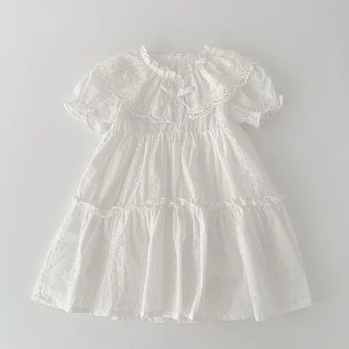 2025 New Summer Sister Clothing 1-6Yrs Kids Princess Dresses Short Sleeved Cotton Print Baby Girl Birthday Party Wedding Dress