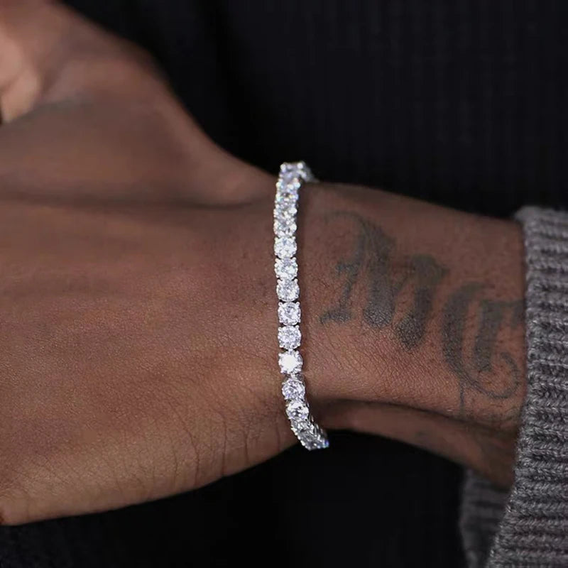 Hiphop Tennis Bracelet Homme Iced Out 3/4/5mm Cubic Zirconia Mens Crystal Chain